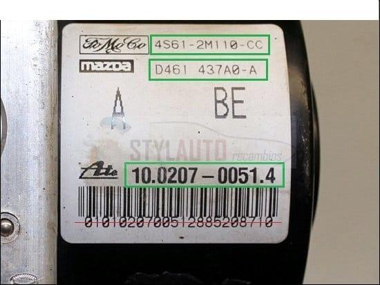 bomba abs ford fiesta fusion 4S61-2M110-CC / Mazda D461-437A0-A / Ate 10.0207-0051.4