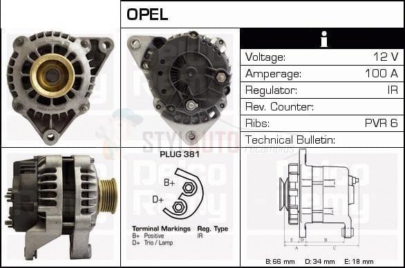 ALTERNADOR NUEVO OPEL V6 GASOLINA 0123500007 - 0123505003 - 0986044970