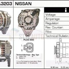 Alternador Nissan, 23100-64J00, 23100-64J10, JA762IR, LR180-719, LR180-725