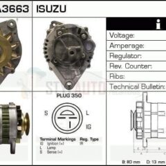 Alternador Isuzu, Opel, 1204077, 897074-6120, JA1290IR, LR180-501, LR180-504