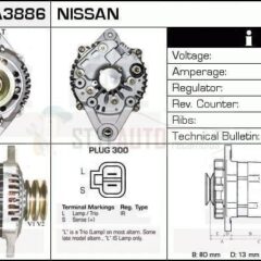 Alternador Nissan, 23100-32J01, 23100-32J03, JA1420IR, LR170-740, LR170-740B