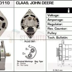 Alternador John Deere, Claas, 0120339513, 11201560