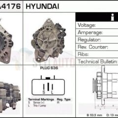 Alternador Hyundai, Mitsubishi, 37300-42870, AF190216