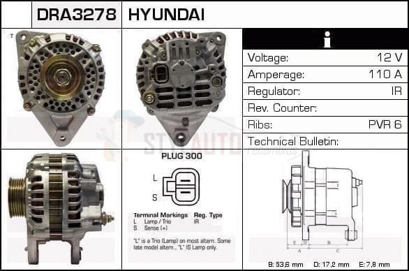 Alternador Hyundai, Mitsubishi, 37300-35573, AB111057