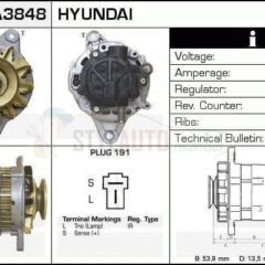 Alternador Hyundai, 37300-42203, 37300-42502, AD165202, AD16506, AD165320