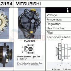 Alternador Mitsubishi, A2T17783, A2T27883, JA674IR, MD140189, MD147245