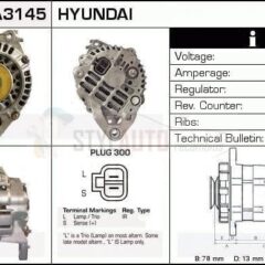 Alternador Mitsubishi, Hyundai, 37300-33010, A3T03393, A3T45694, AB175020, JA671IR
