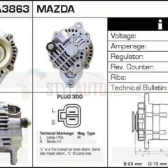 Alternador Mazda, A2TB1298, JA1515IR, RF1S-18-300