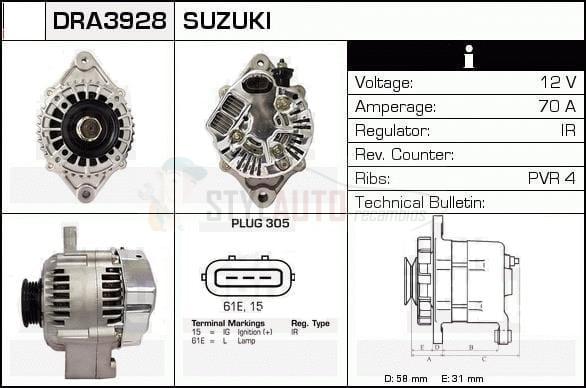 Alternador Suzuki, 102211-5011, 102211-5160, 31400-75F00, A5TA6191